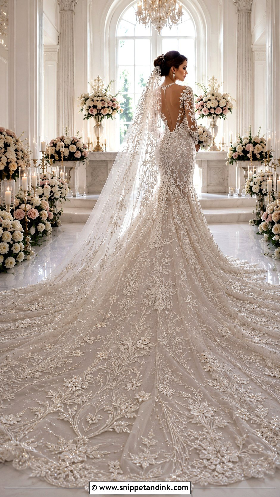 Cathedral Train Wedding Dress - Snippet and Ink - 20 Maximalist Wedding Dress Ideas