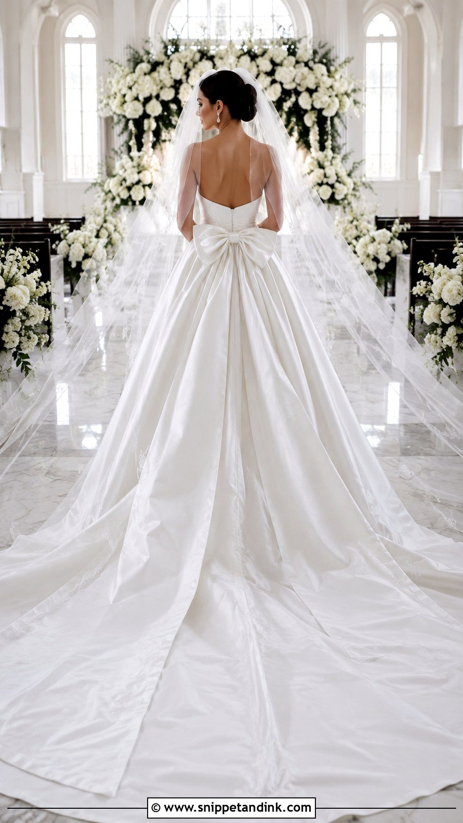 Cathedral Train Wedding Dress With Bow on Back - Snippet and Ink - 20 Wedding Dress with Bow on Back Ideas