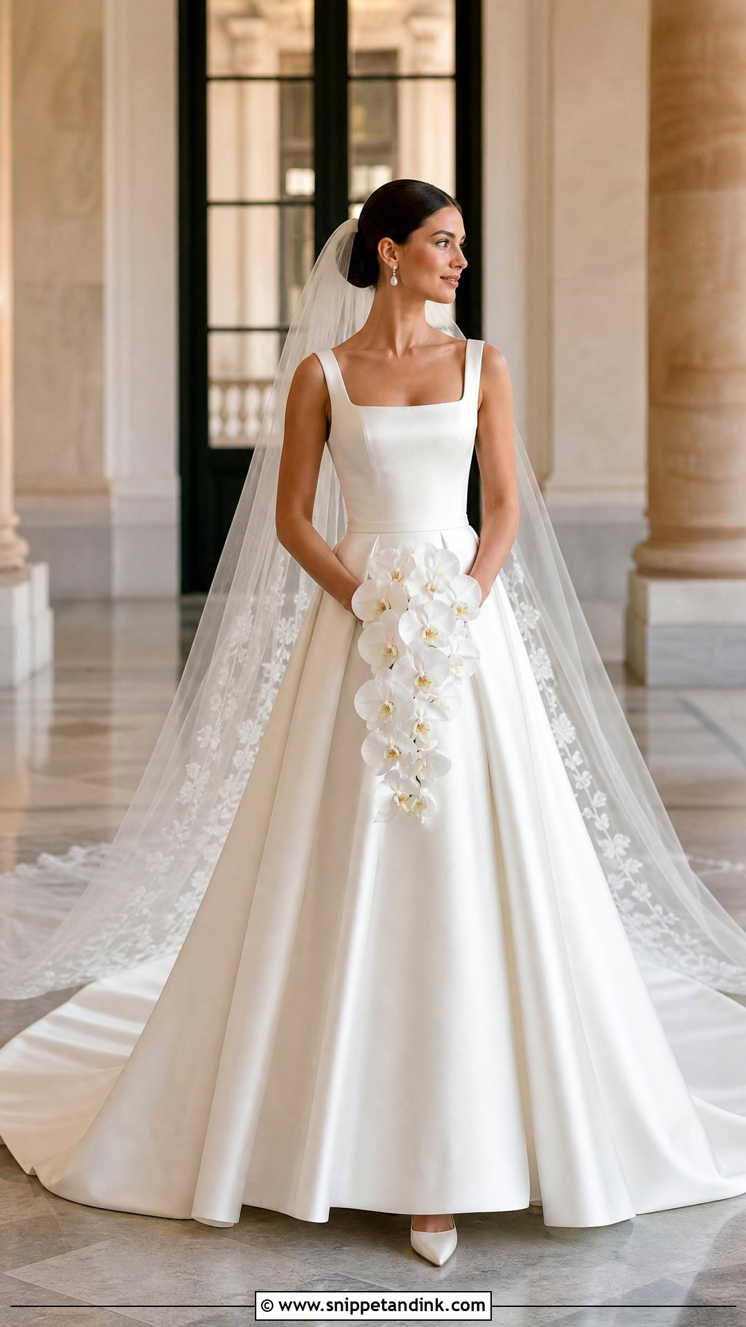 Cathedral Train Wedding Dress With Simple Accessories - Snippet and Ink - 20 Simple Traditional Wedding Dress Ideas