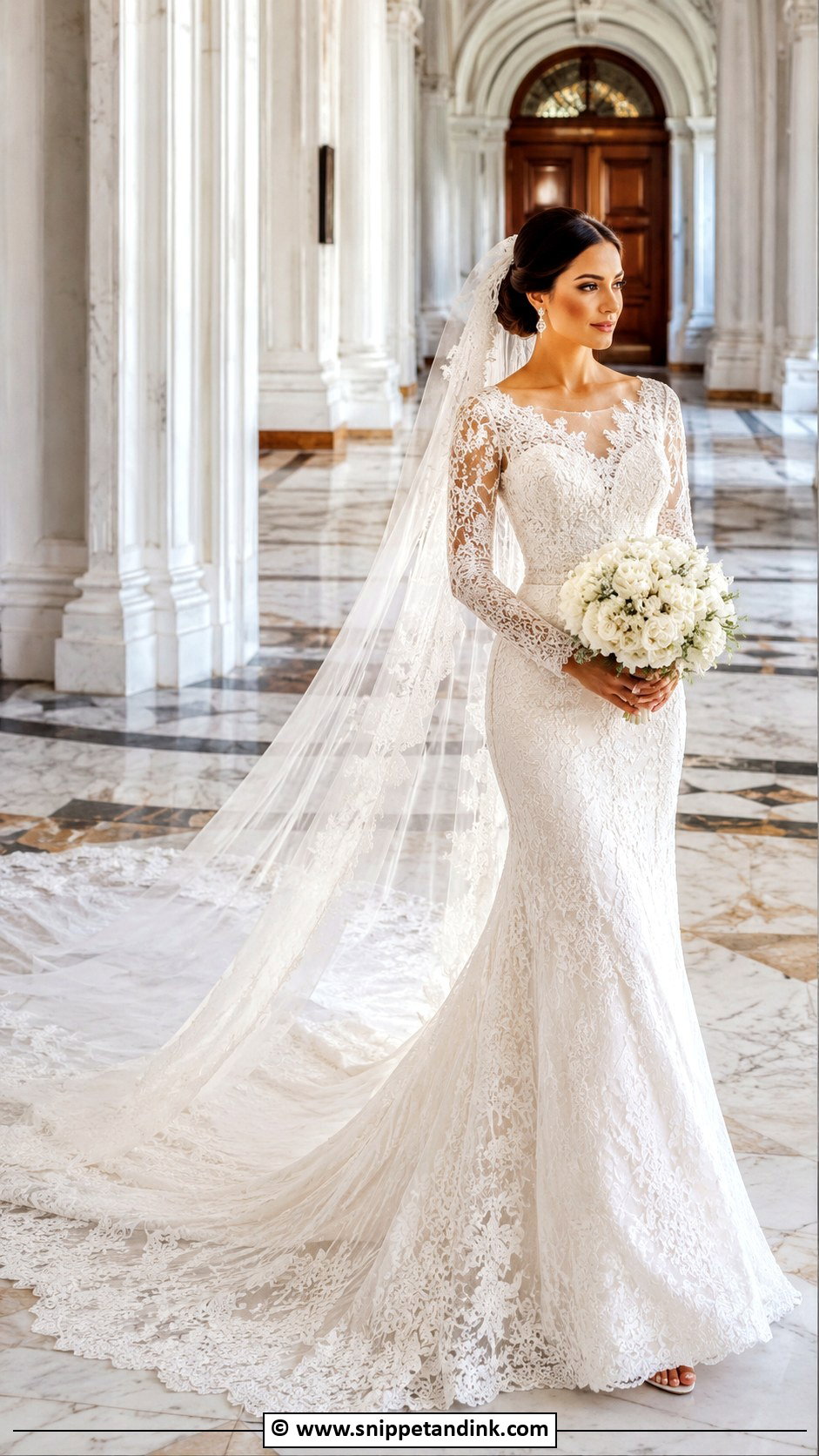 Cathedral Train Wedding Dress With Sleeves - Snippet and Ink - 35 Wedding Dress with Sleeves