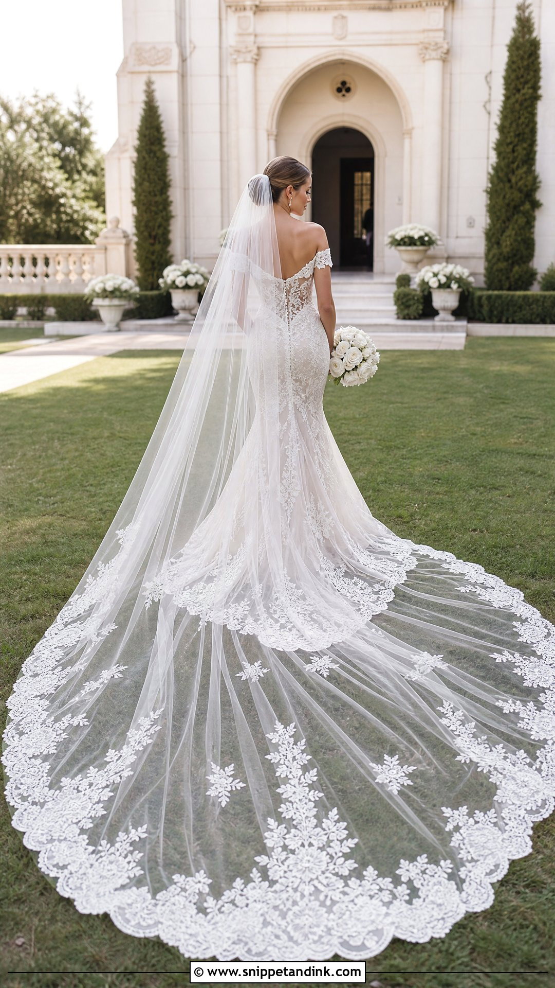 Cathedral Veil Lace Wedding Dress - Snippet and Ink - 20 Hailey Beiber Wedding Dress Ideas