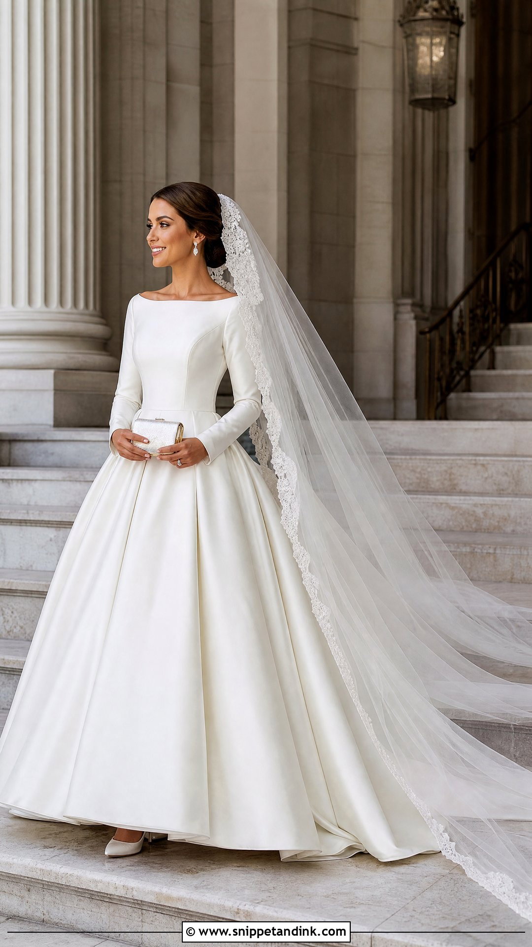 Cathedral Veil With Ball Gown - Snippet and Ink - 25 Veil Outfit Ideas