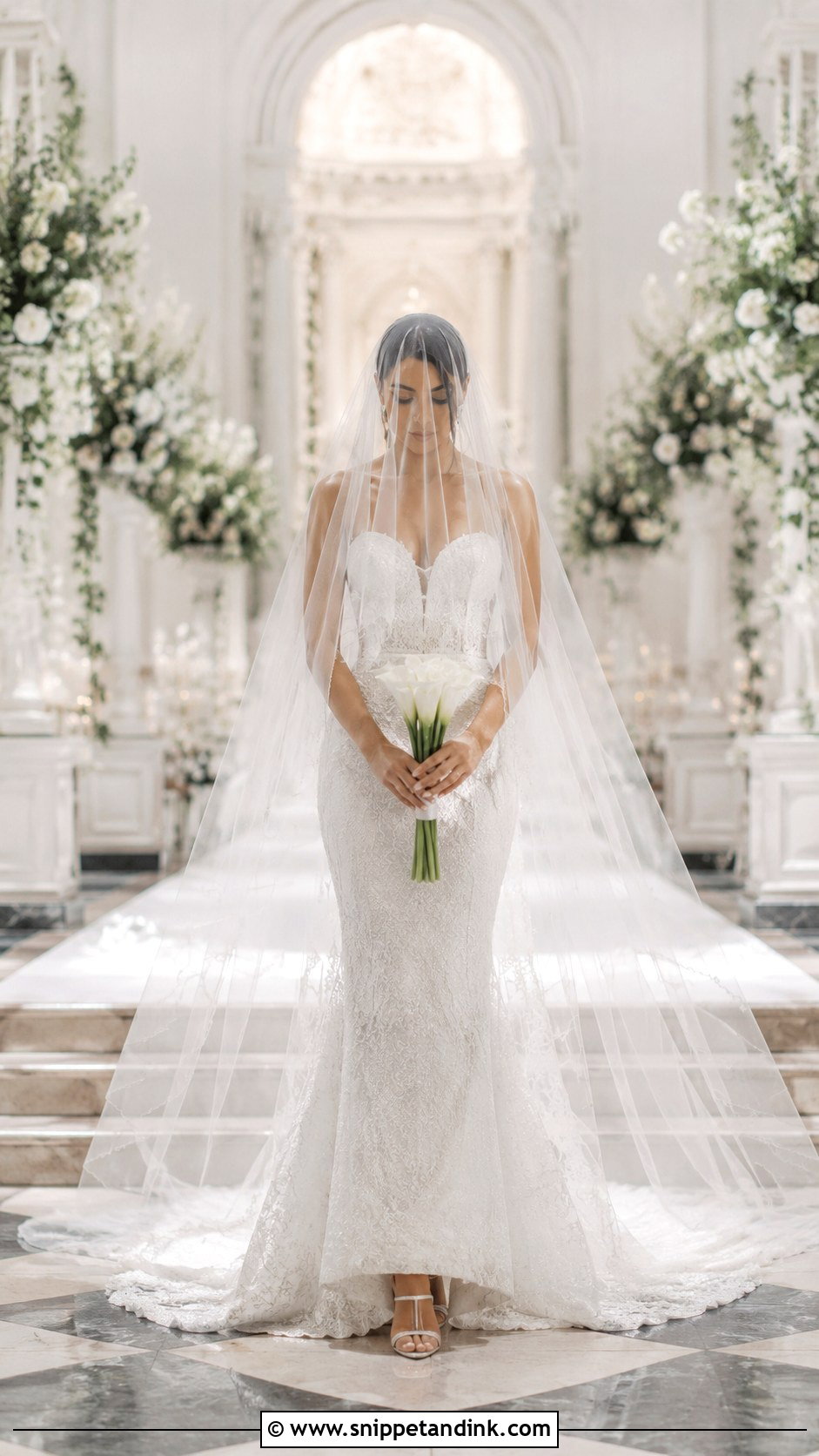 Cathedral Veil With Face Blusher And Mermaid Dress - Snippet and Ink - 25 Veil Covering Face Ideas