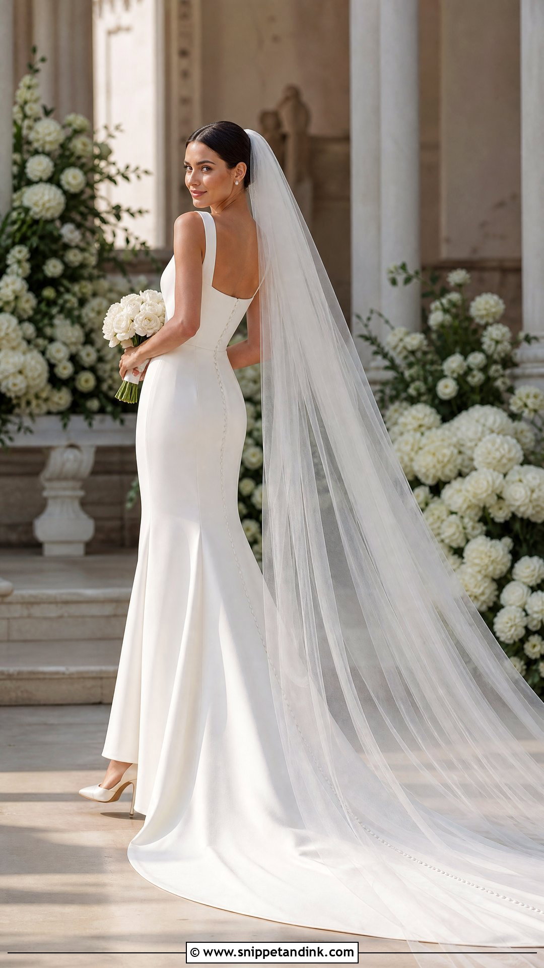 Cathedral Veil With Minimalist Wedding Dress - Snippet and Ink - 20 Veil Style Ideas