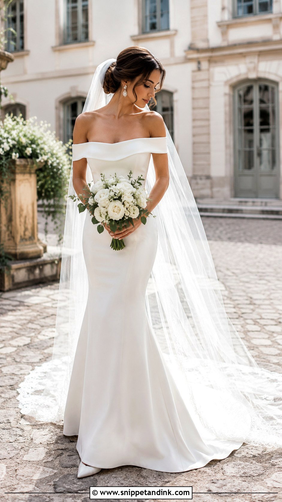Cathedral Veil With Off Shoulder Wedding Dress - Snippet and Ink - 20 Long Veils
