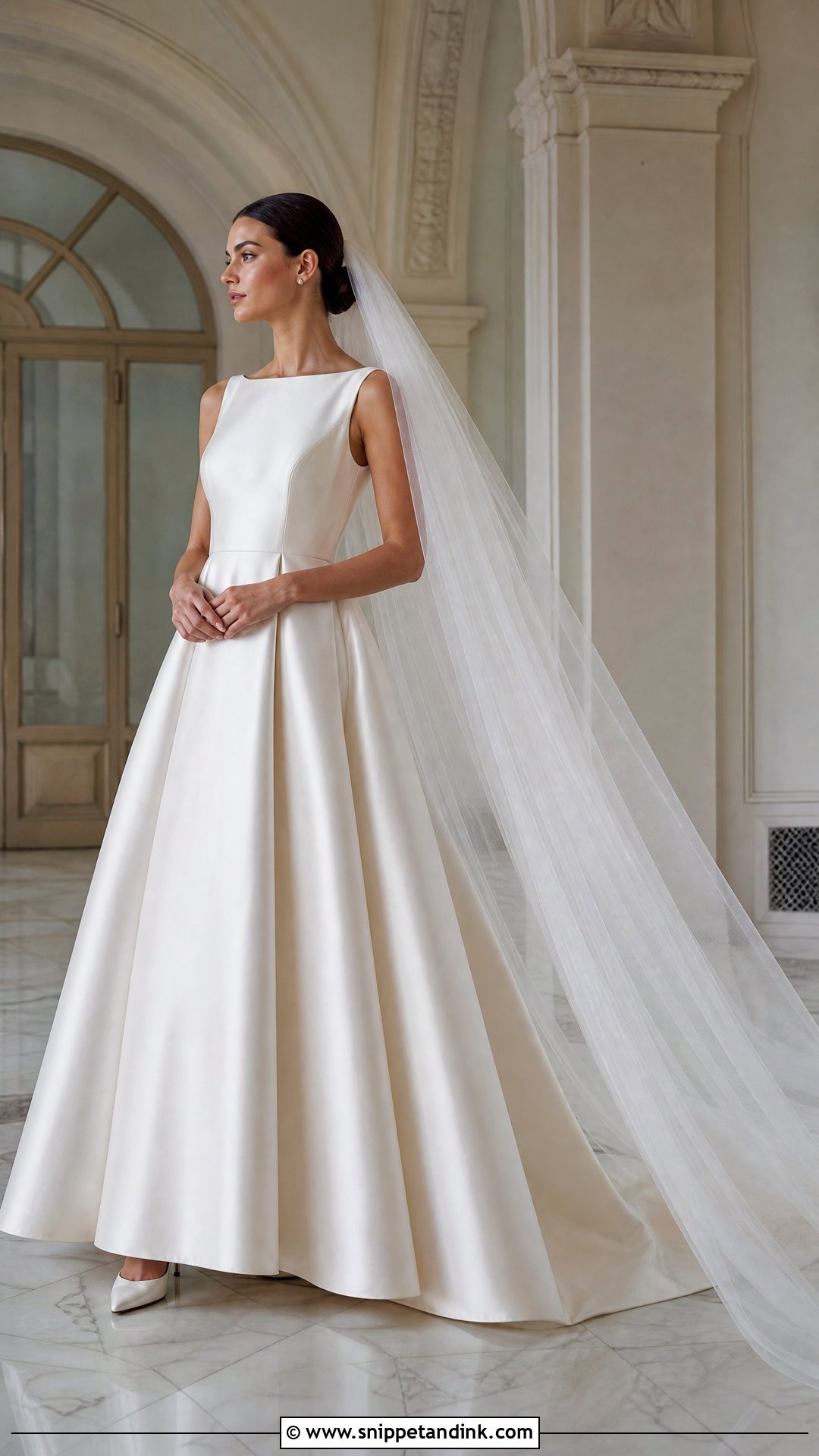 Cathedral Veil With Satin Ball Gown - Snippet and Ink - 20 Woman in Veil Ideas