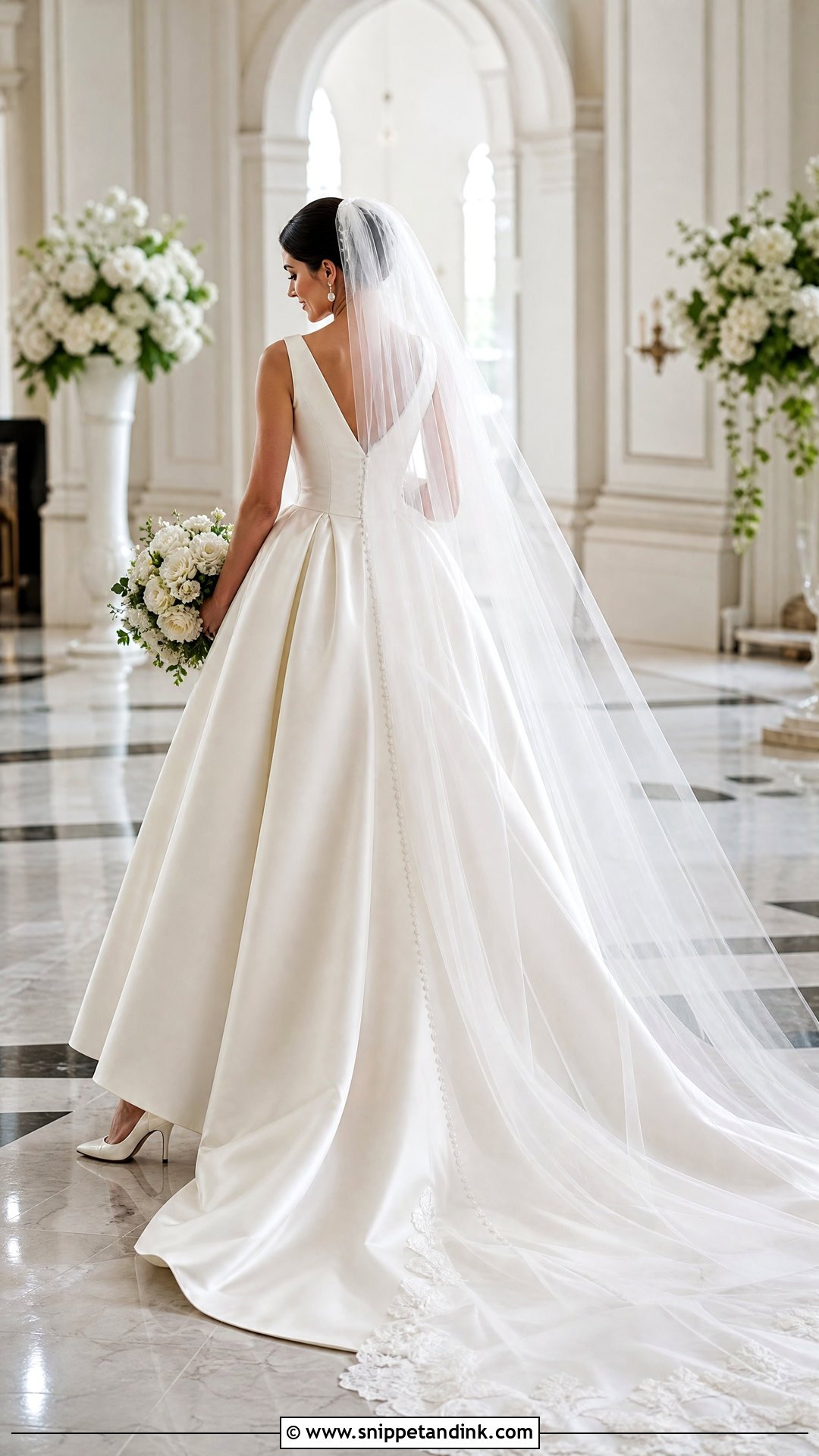 Cathedral Veil With Satin Ball Gown - Snippet and Ink - 20 Veiled Bride Ideas