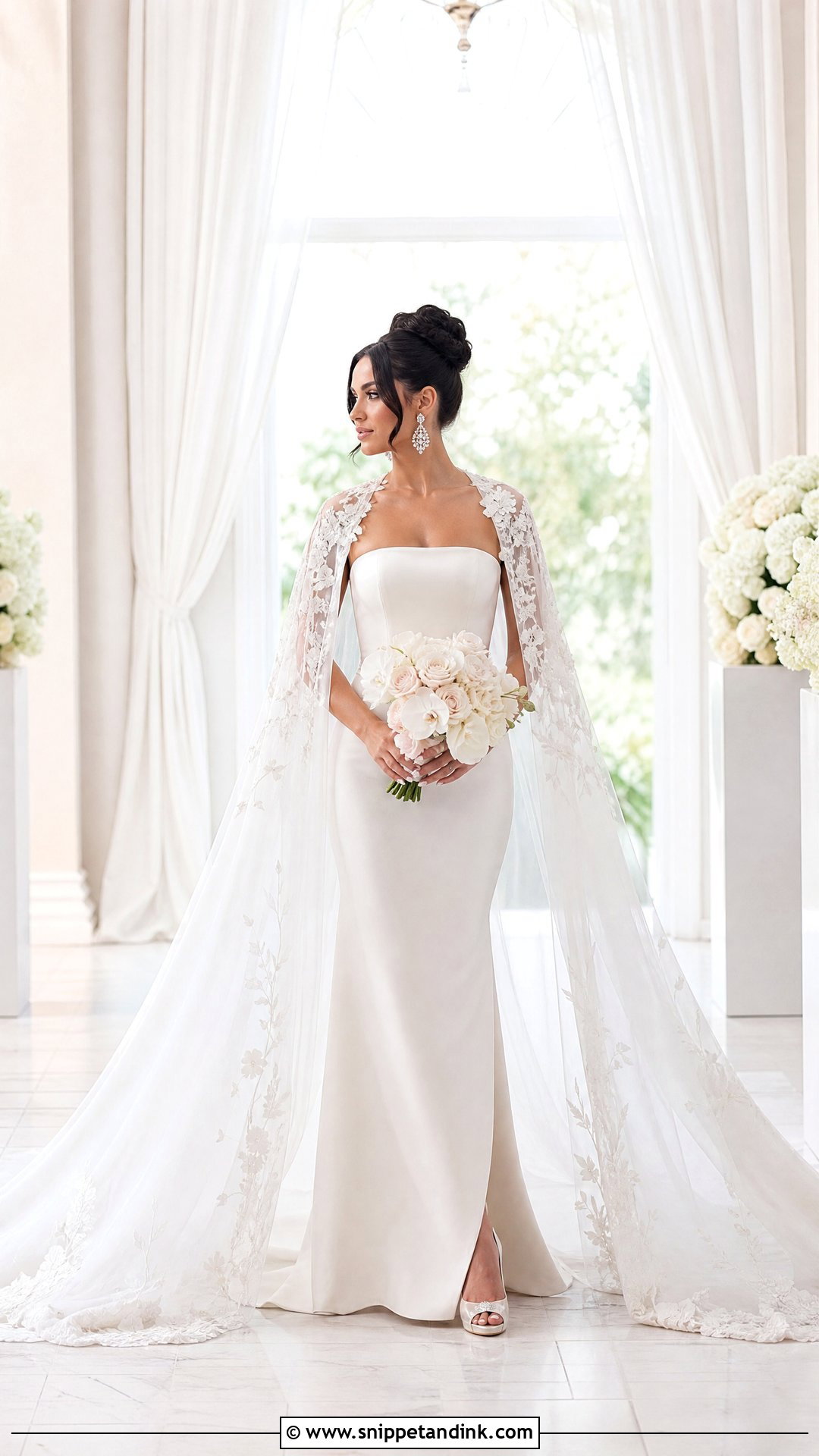 Cathedral Wedding Cloak With Strapless Gown - Snippet and Ink - 25 Wedding Cloak Ideas