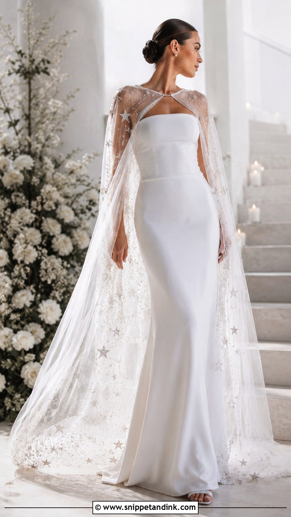 Celestial Cape Wedding Dress - Snippet and Ink - 30 Celestial Wedding Dress Ideas