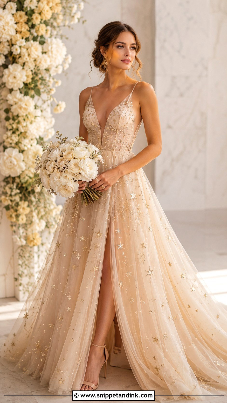 Celestial Champagne Wedding Dress - Snippet and Ink - 30 Celestial Wedding Dress Ideas