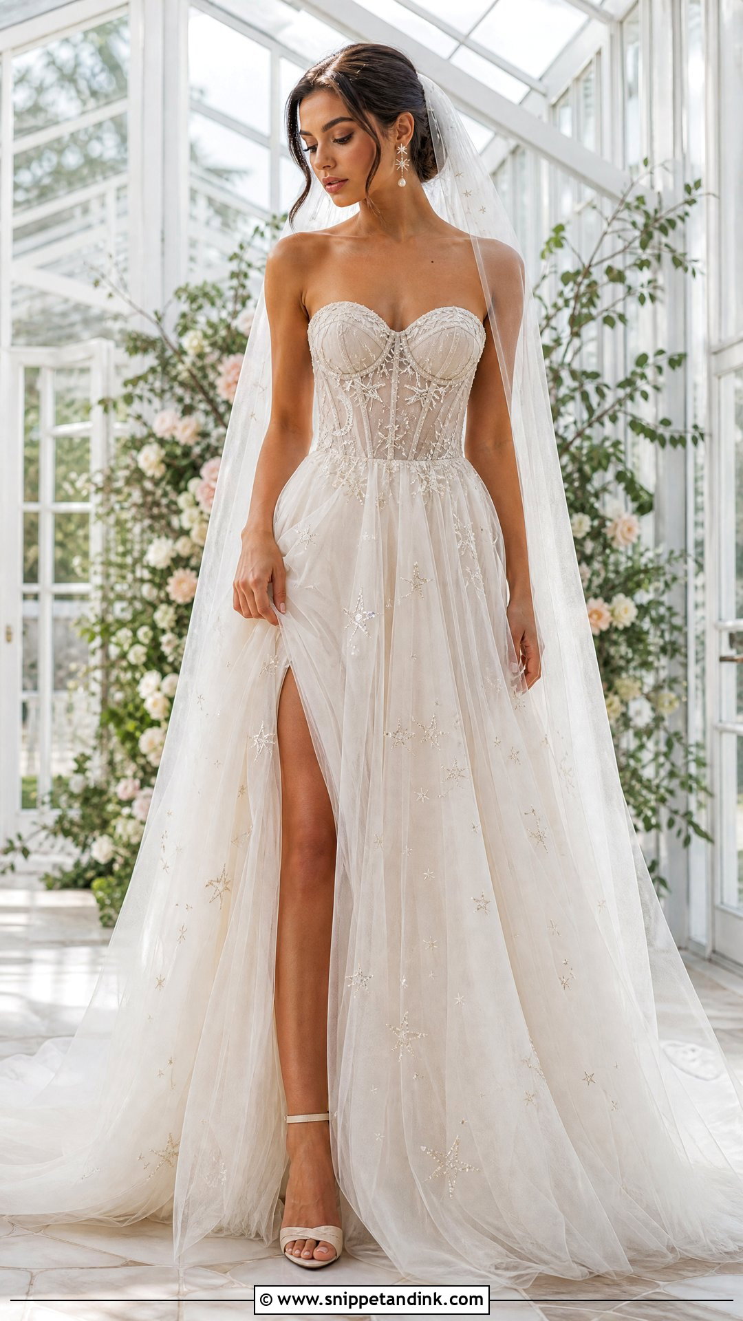 Celestial Corset Tulle Wedding Dress - Snippet and Ink - 20 Starry Wedding Dress Ideas