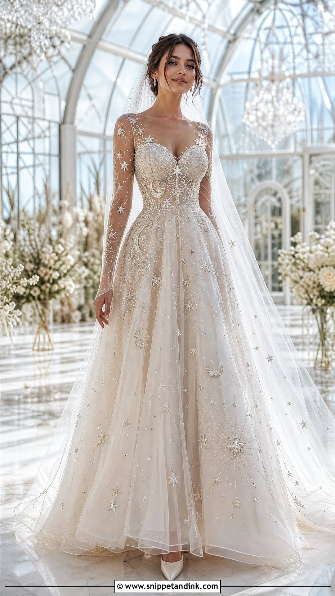 Celestial Crystal Wedding Dress - Snippet and Ink - 20 Jeweled Wedding Dress Ideas