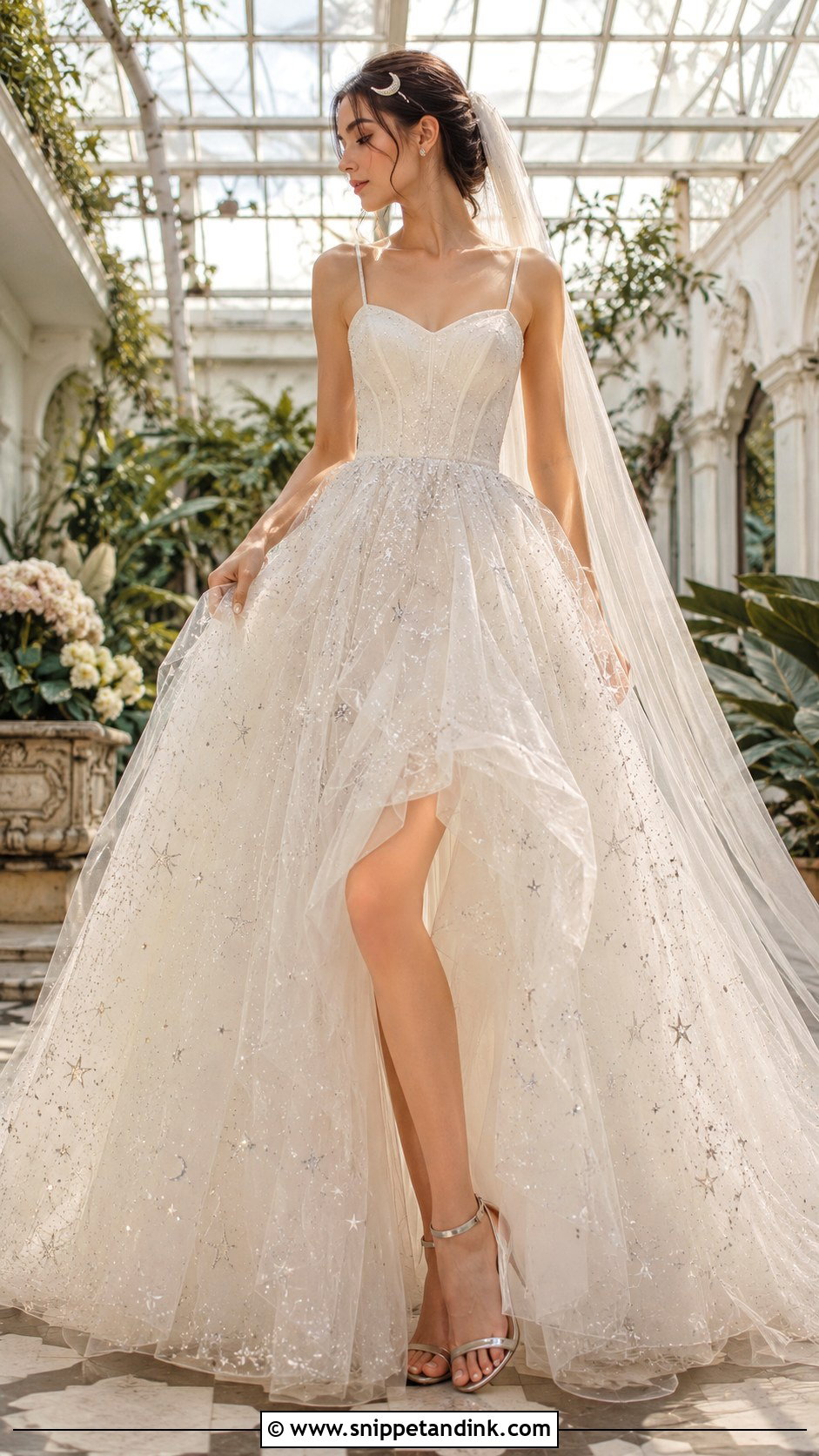 Celestial Glitter Tulle Fairy Wedding Dress - Snippet and Ink - 20 Ethereal Fairy Wedding Dress Ideas