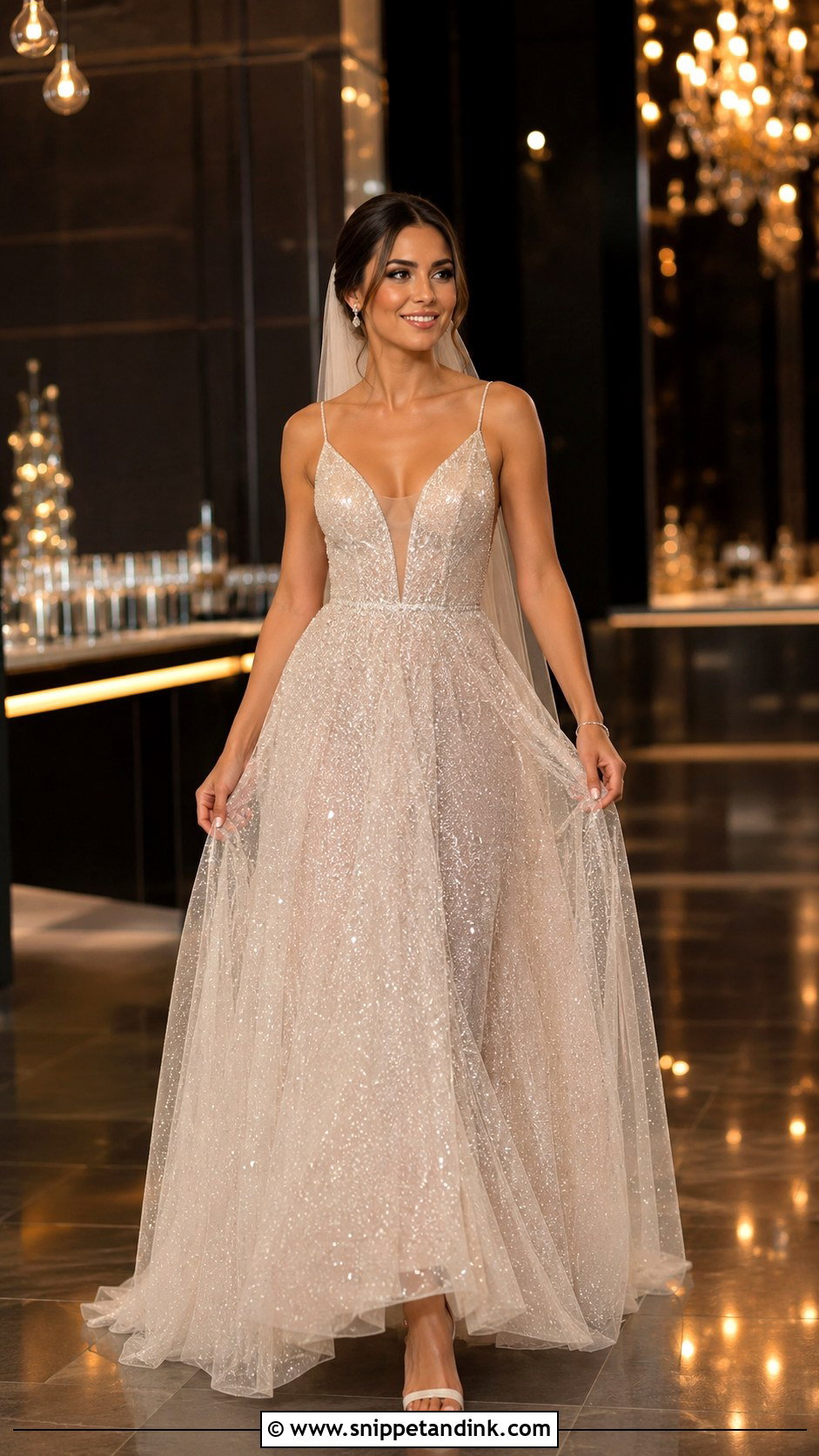 Celestial Glitter Wedding Dress - Snippet and Ink - 30 Celestial Wedding Dress Ideas