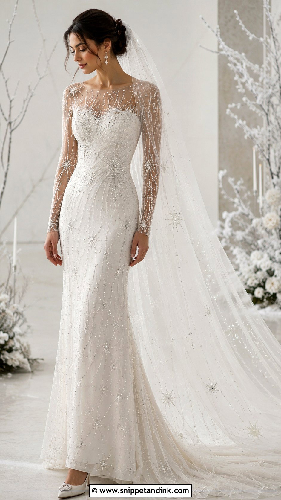 Celestial Long Sleeve Wedding Dress - Snippet and Ink - 30 Celestial Wedding Dress Ideas