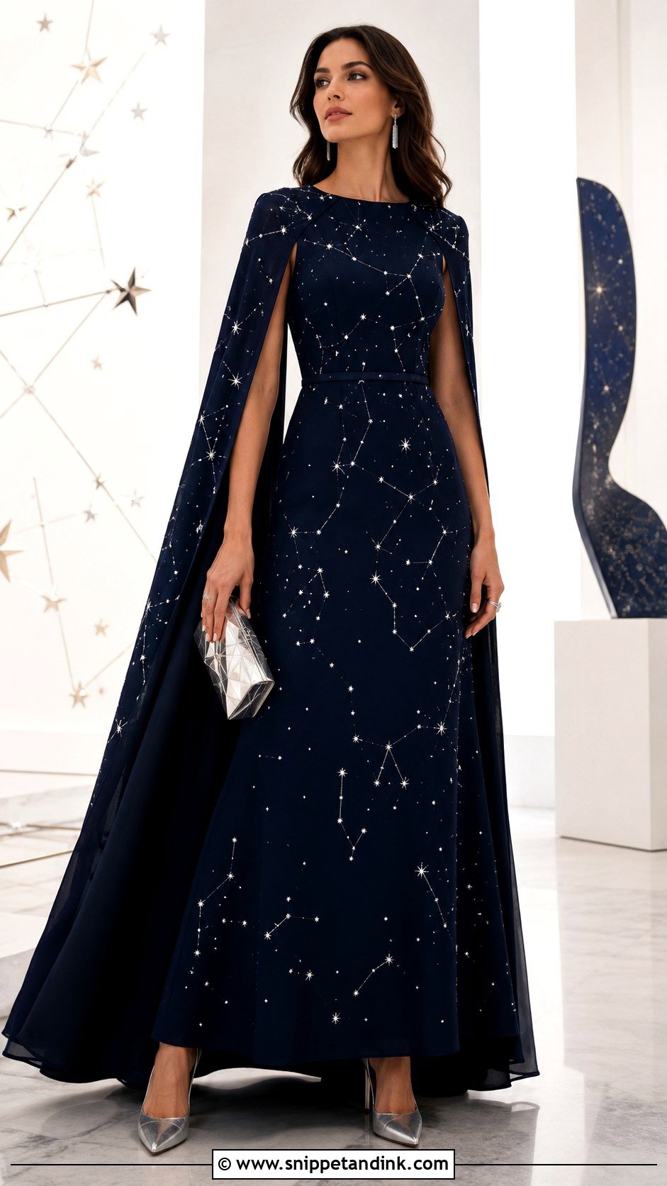 Celestial Navy Cape Gown - Snippet and Ink - 20 Fairy Tale Gown Ideas