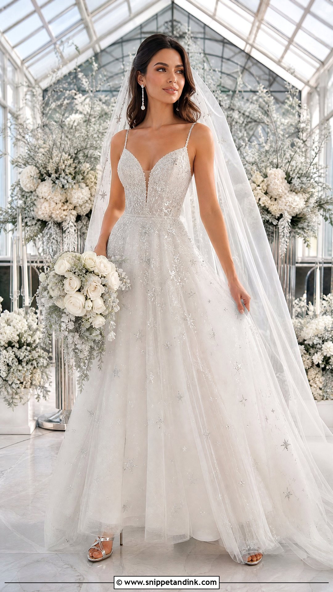 Celestial Shimmer Bridal Gown Look - Snippet and Ink - 20 Bridal Gown Aesthetic Ideas