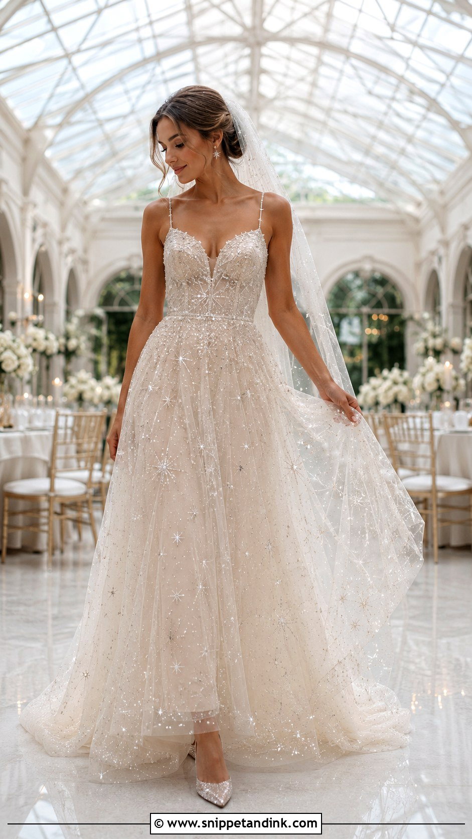 Celestial Sparkle Wedding Dress - Snippet and Ink - 20 Shiny Wedding Dress Ideas