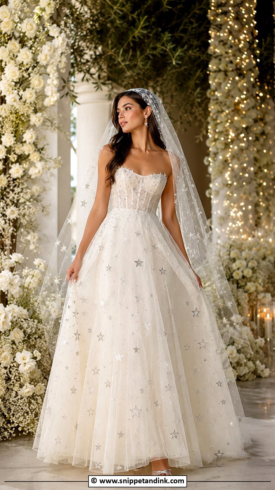 Celestial Star Tulle Wedding Dress - Snippet and Ink - 30 Mystical Wedding Dress Ideas