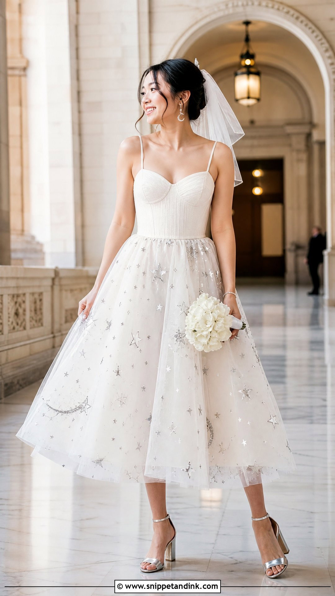 Celestial Tea Length Wedding Dress - Snippet and Ink - 20 Space Wedding Dress Ideas