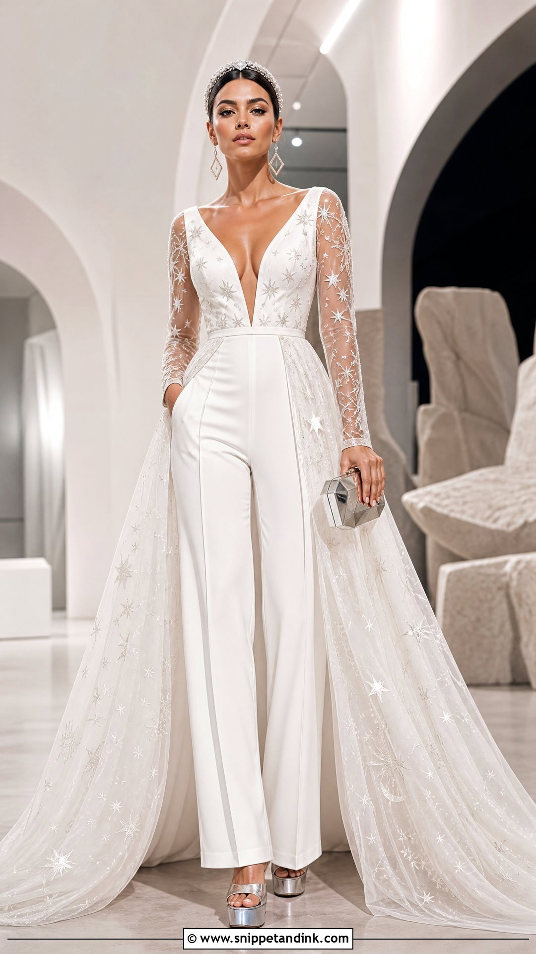 Celestial Wedding Jumpsuit With Detachable Skirt - Snippet and Ink - 20 Space Wedding Dress Ideas