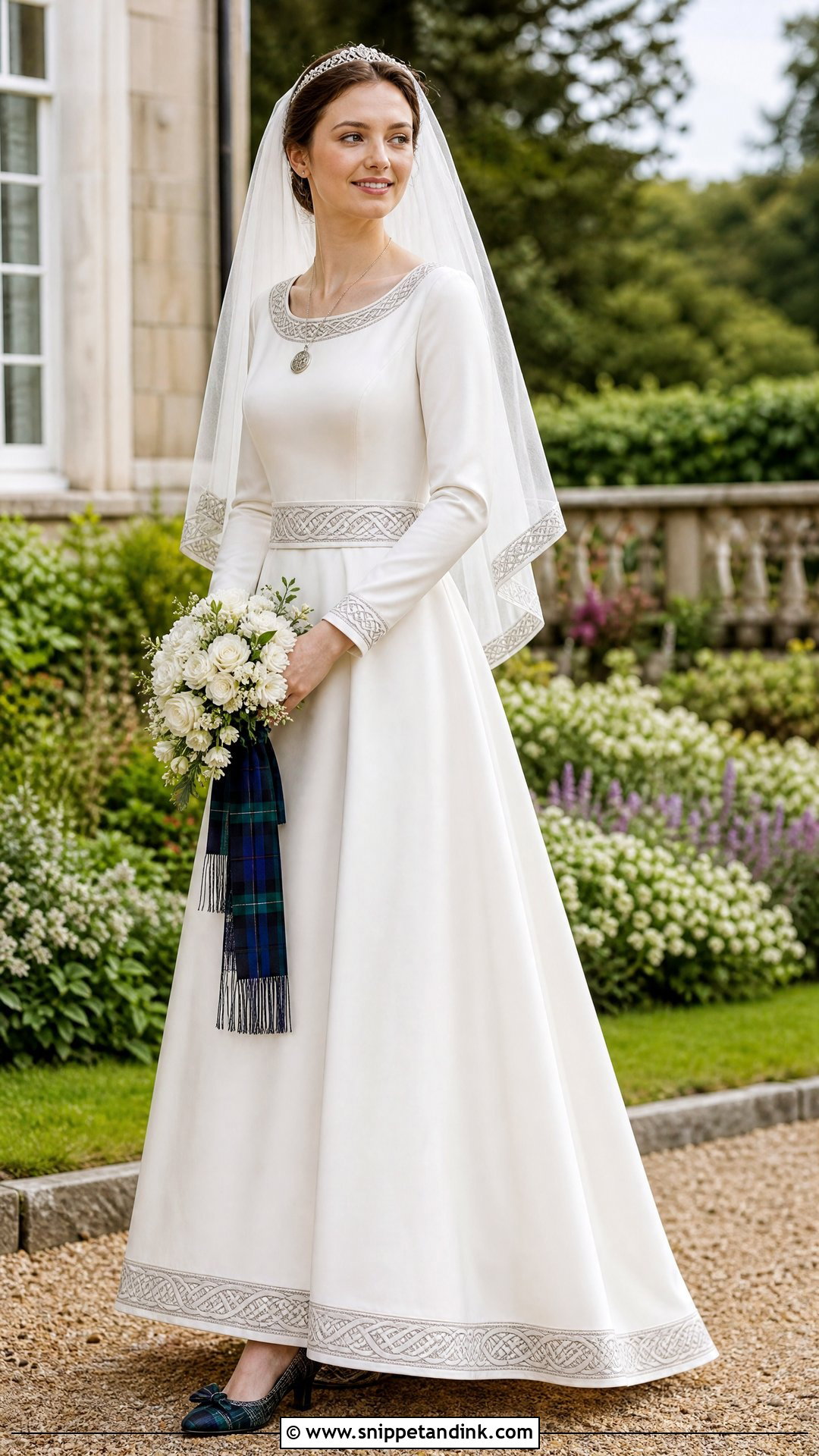 Celtic Embroidered Scottish Wedding Dress - Snippet and Ink - 20 Scottish Wedding Dresses