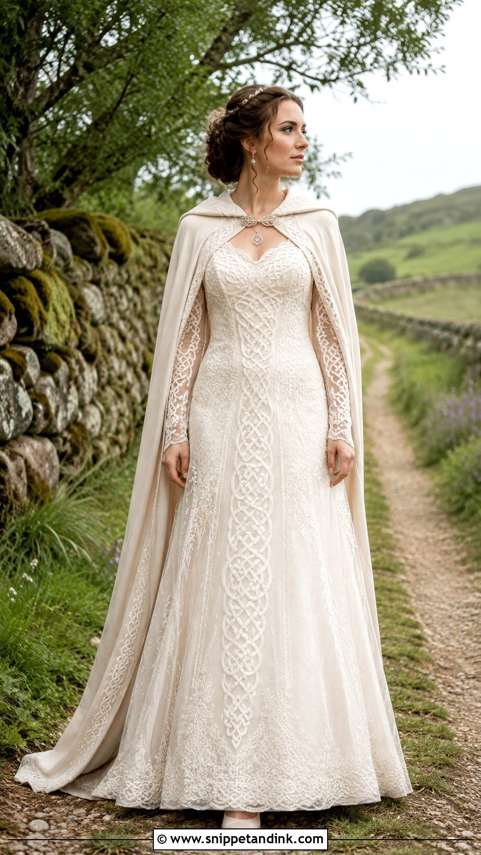 Celtic Long Sleeve Lace Wedding Dress - Snippet and Ink - 20 Celtic Wedding Dresses