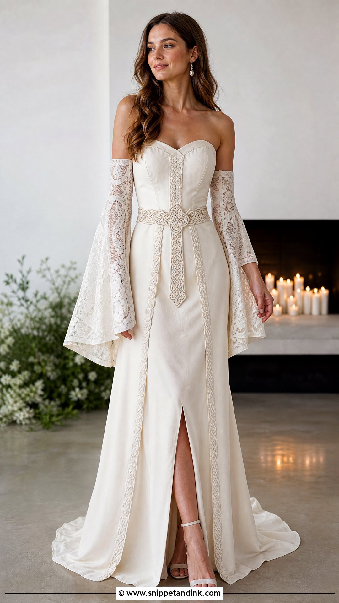 Celtic Wedding Dress With Detachable Sleeves - Snippet and Ink - 25 Celtic Wedding Dress Ideas