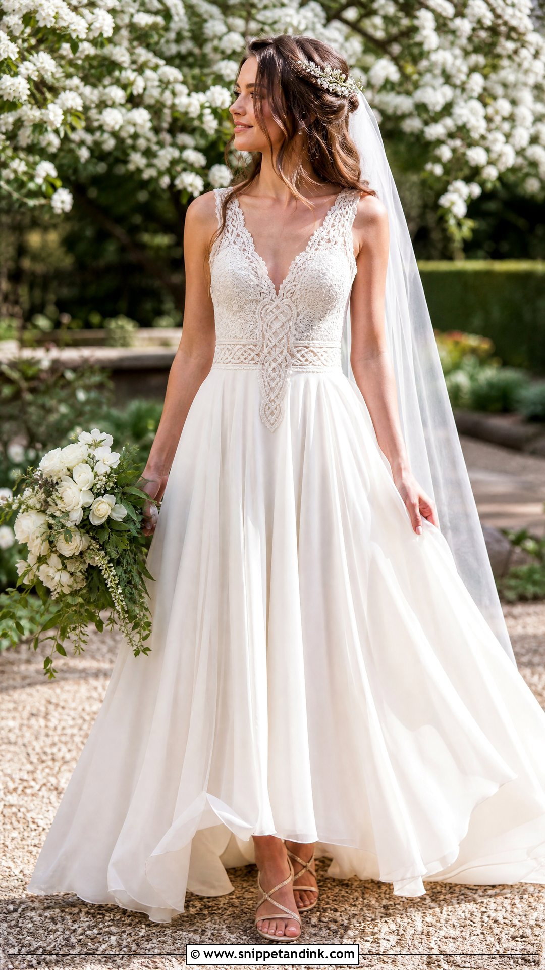 Celtic Wedding Dress With Flowing Chiffon Skirt - Snippet and Ink - 25 Celtic Wedding Dress Ideas