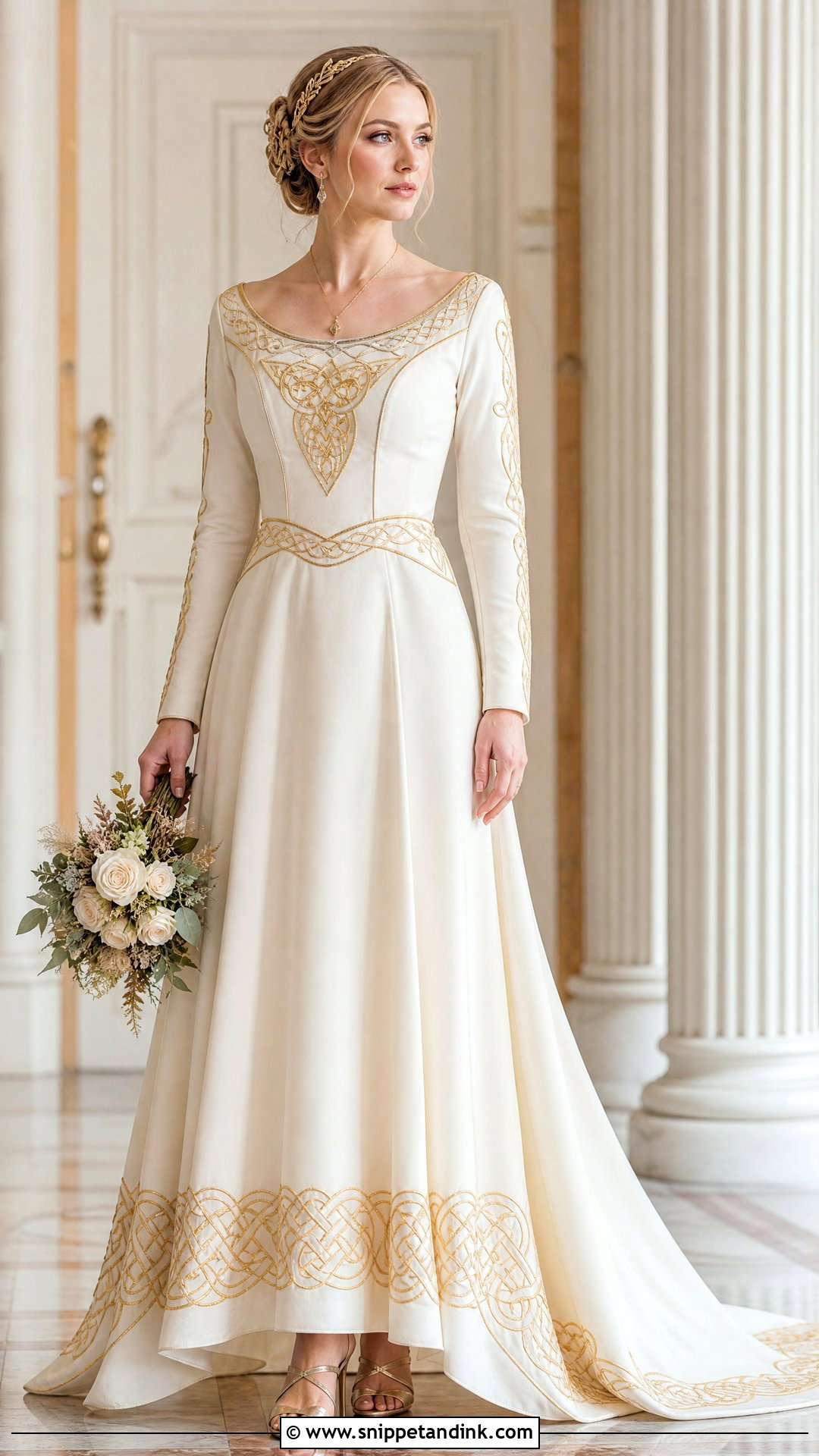 Celtic Wedding Dress With Gold Embroidery - Snippet and Ink - 25 Celtic Wedding Dress Ideas