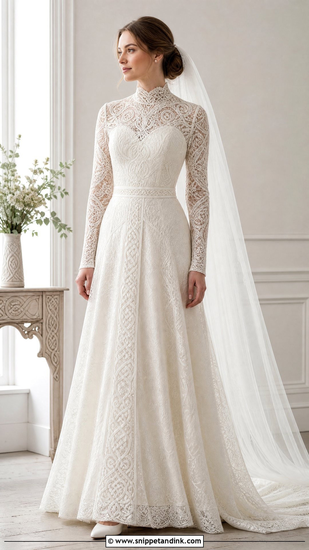 Celtic Wedding Dress With High Neck Lace - Snippet and Ink - 25 Celtic Wedding Dress Ideas