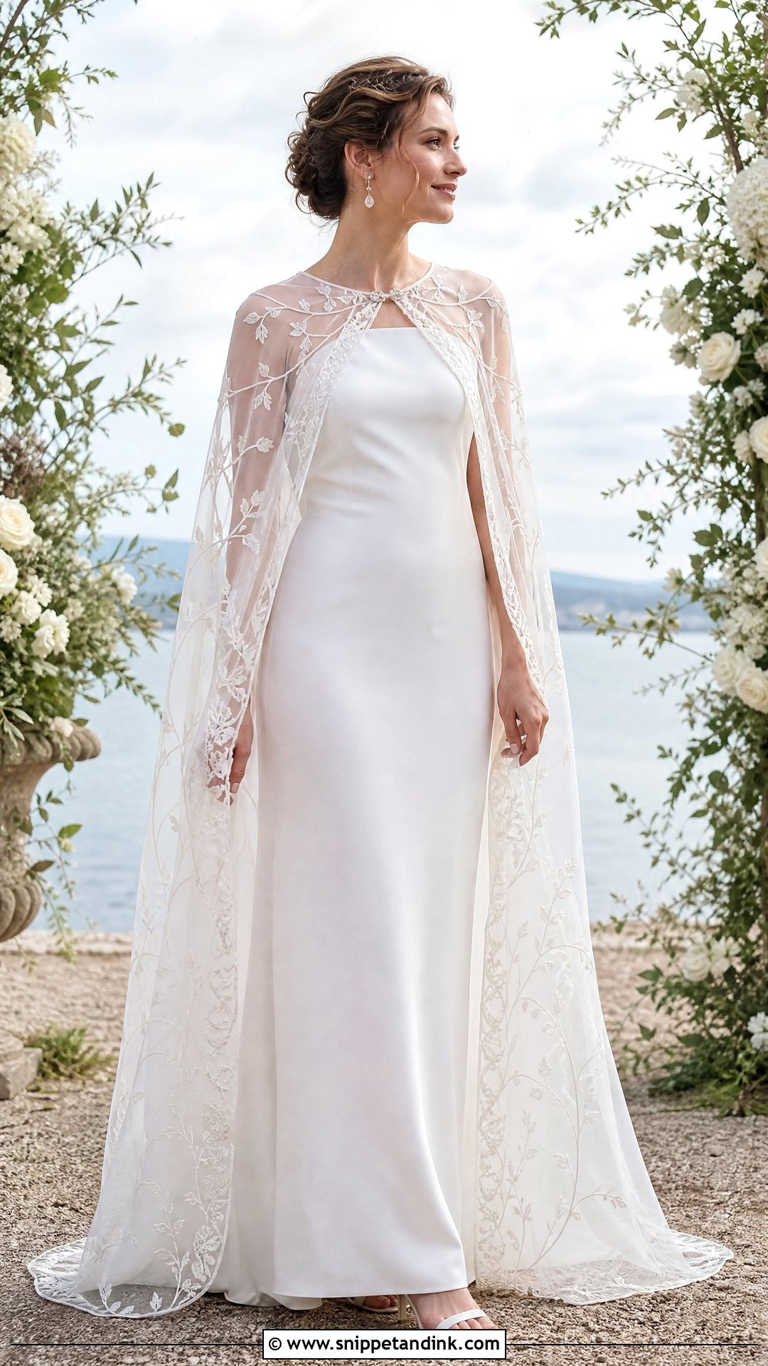 Celtic Wedding Dress With Sheer Lace Cape - Snippet and Ink - 25 Celtic Wedding Dress Ideas