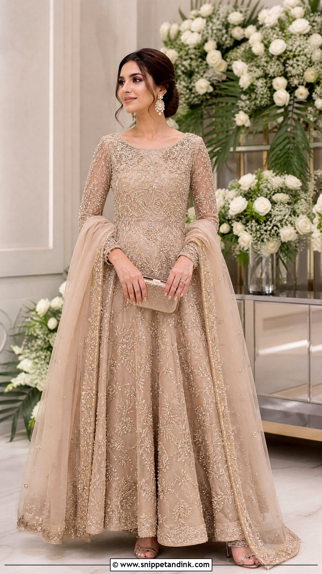 Champagne A Line Walima Gown - Snippet and Ink - 20 Walima Gown Ideas
