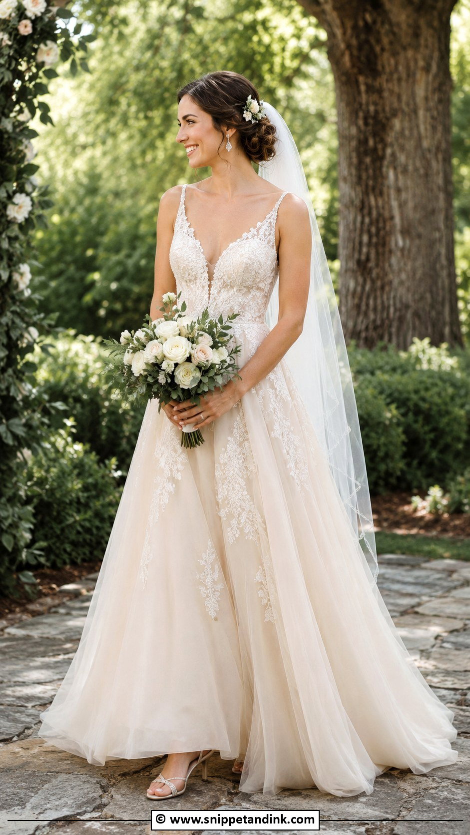 Champagne A Line Wedding Dress - Snippet and Ink - 30 Champagne Wedding Dress Ideas