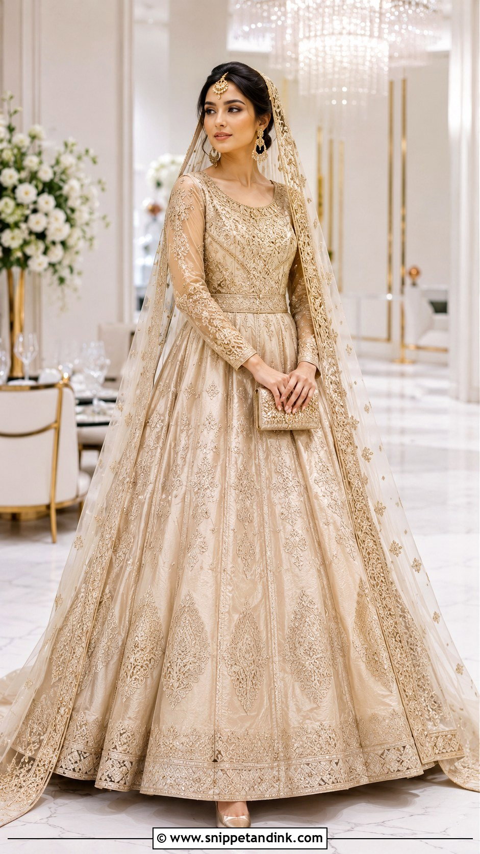 Champagne Afghan Ball Gown Wedding Dress - Snippet and Ink - 20 Afghan Wedding Dresses
