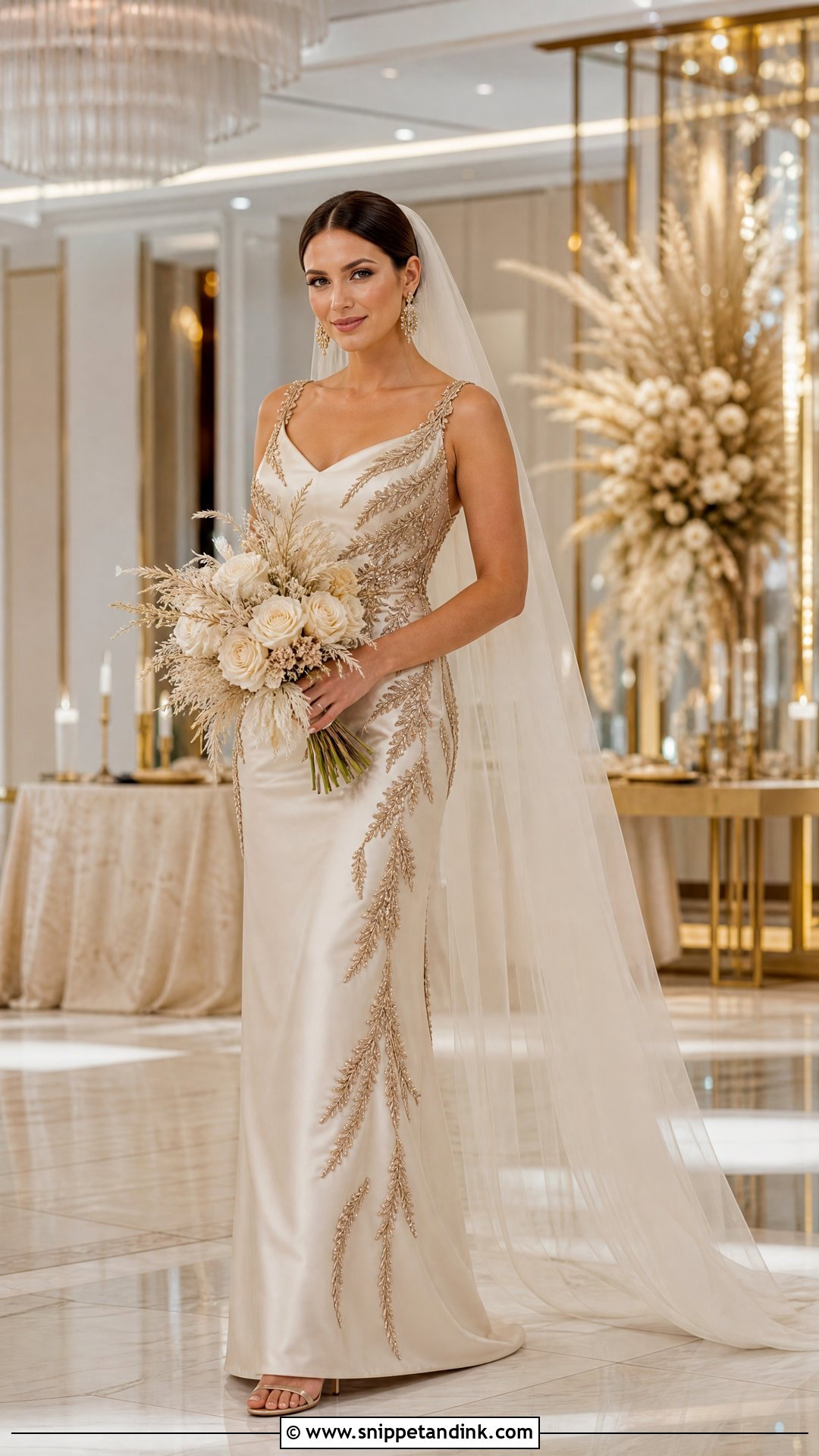 Champagne And Bronze Wedding Dress - Snippet and Ink - 20 Wedding Dress Colour Combination Ideas