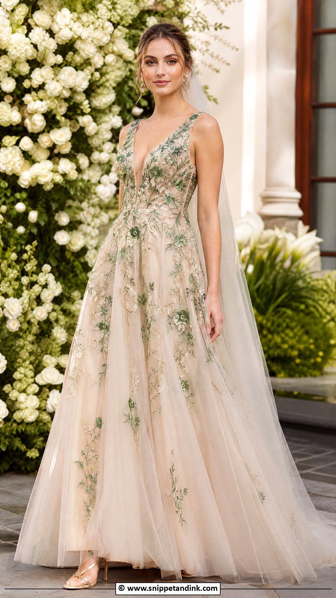 Champagne And Green Wedding Dress - Snippet and Ink - 35 Green Wedding Dress Ideas