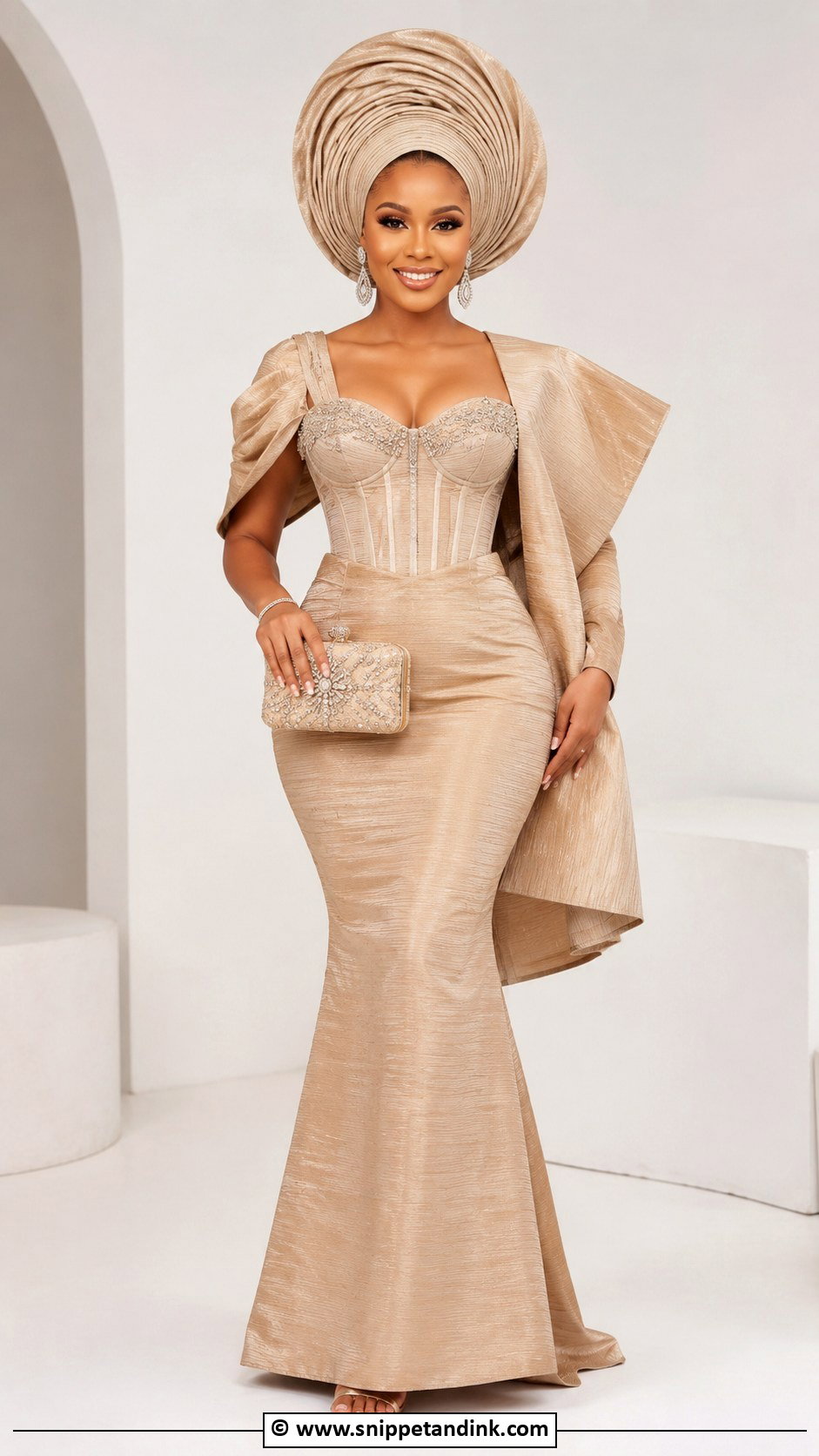 Champagne Asooke Corset Gown - Snippet and Ink - 25 Asooke Styles for Brides