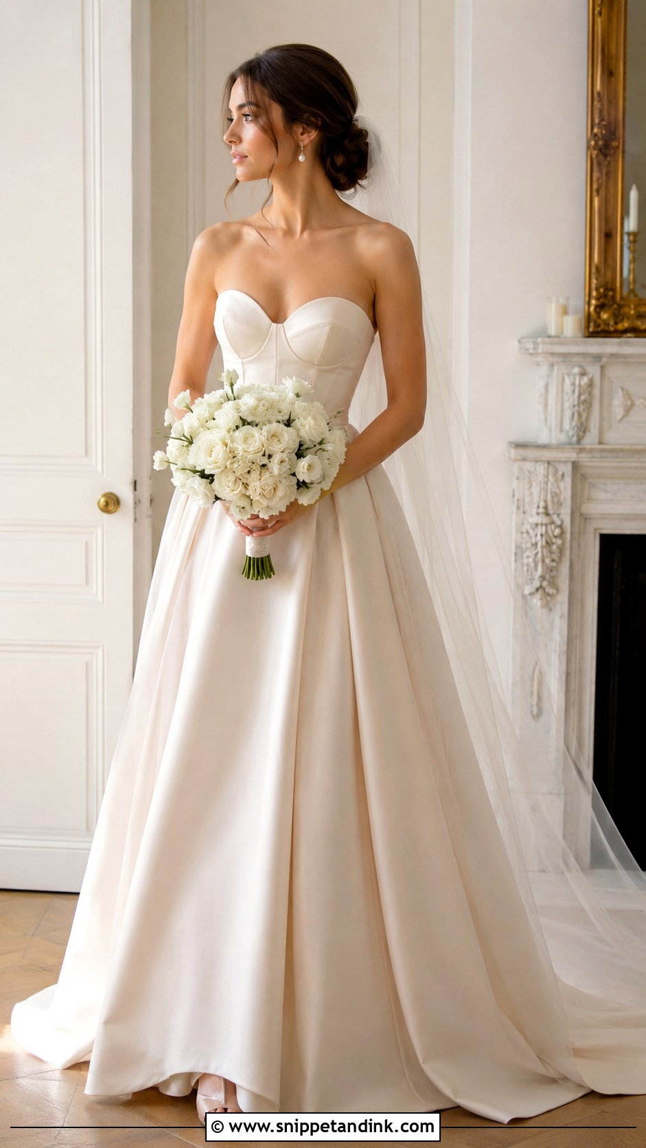 Champagne Balconette Wedding Dress - Snippet and Ink - 20 Balconette Wedding Dress Ideas
