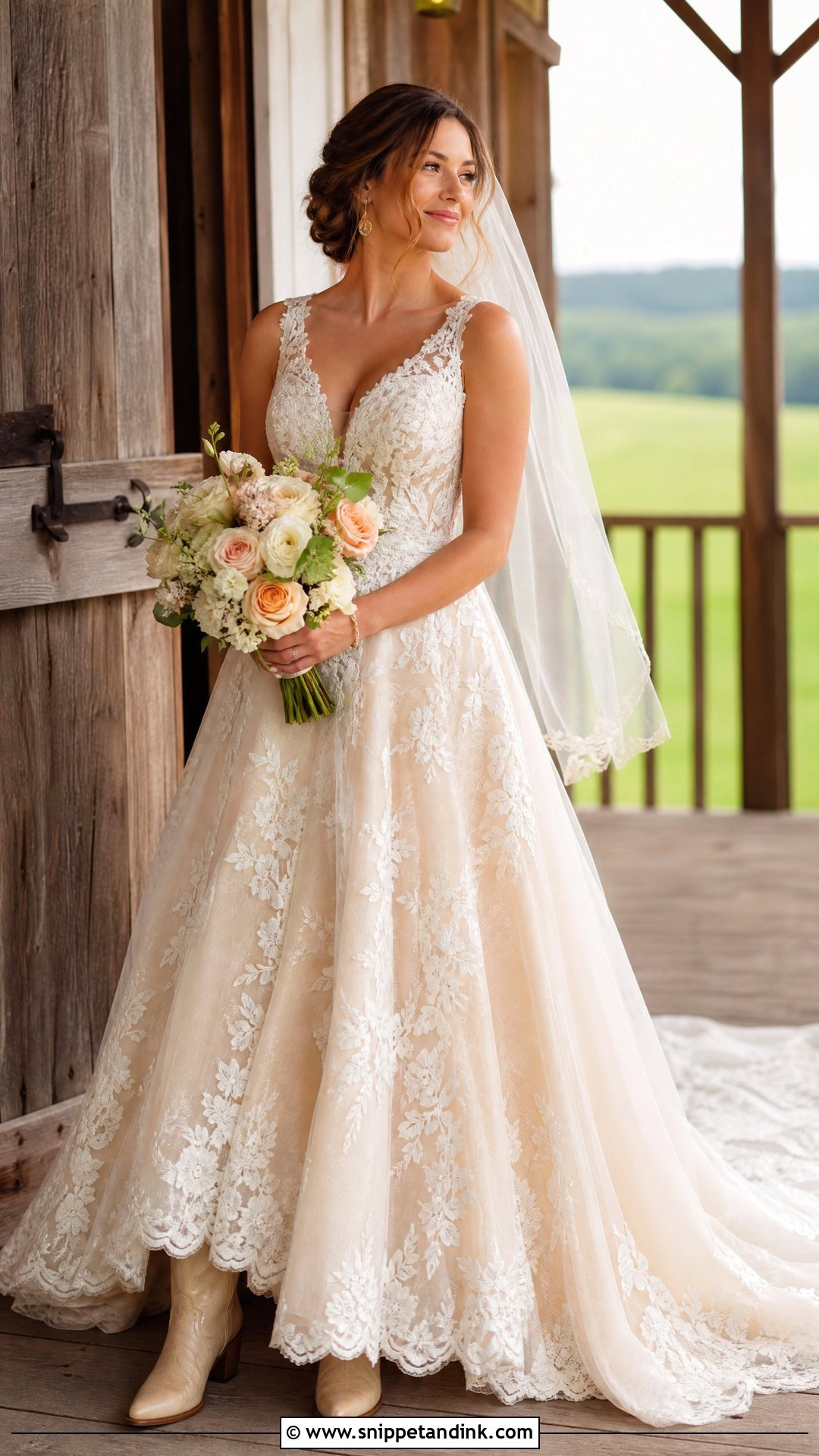 Champagne Barn Wedding Dress - Snippet and Ink - 25 Barn Wedding Dress Ideas