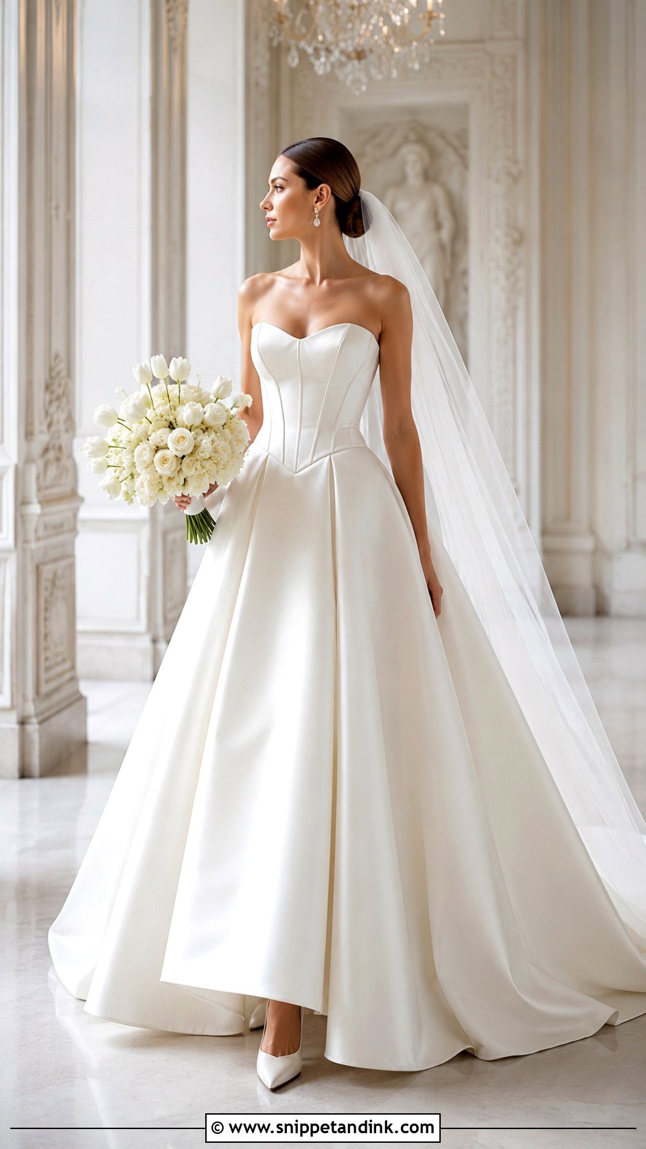 Champagne Basque Waist Bridal Dress - Snippet and Ink - 20 Champagne Bridal Dress Ideas
