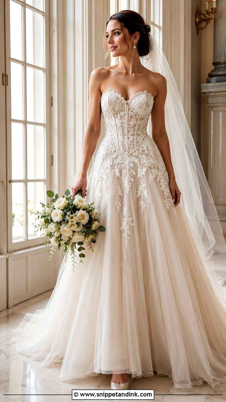 Champagne Basque Waist Wedding Dress - Snippet and Ink - 20 Basque Waist Wedding Dresses