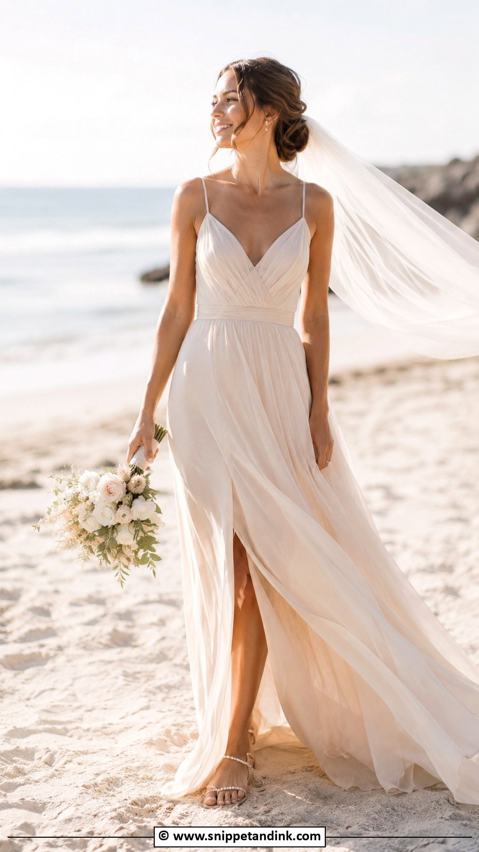 Champagne Beach Wedding Dress - Snippet and Ink - 30 Champagne Wedding Dress Ideas