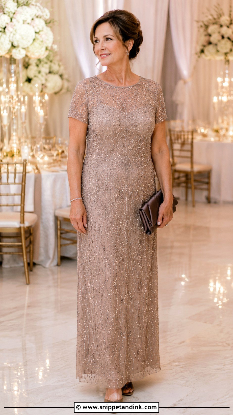 Champagne Beaded Bridal Mom Dress - Snippet and Ink - 20 Bridal Mom Dress Ideas
