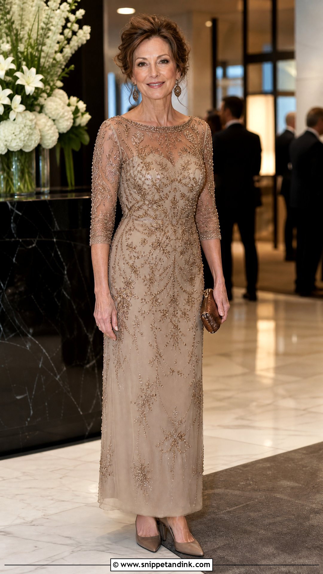 Champagne Beaded MOTB Dress - Snippet and Ink - 20 Motb Dress Ideas