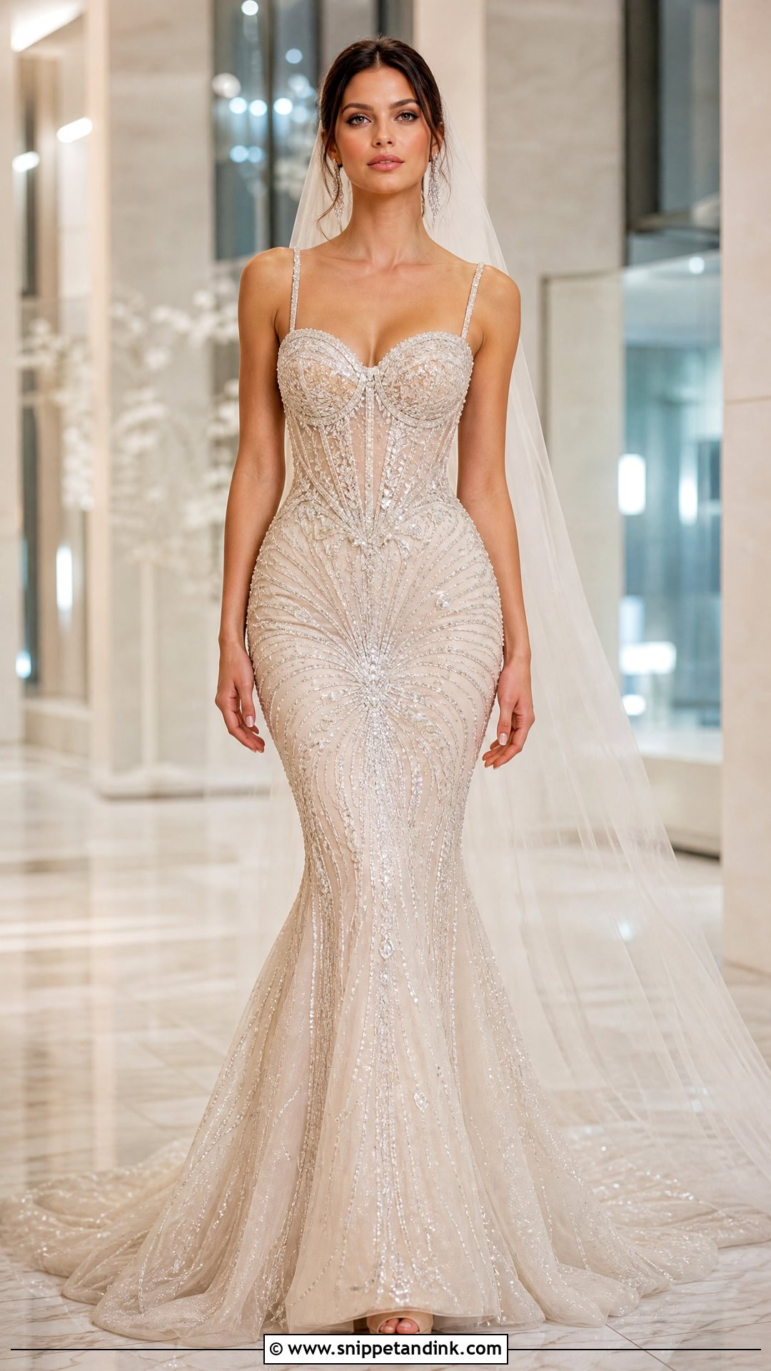 Champagne Beaded Mermaid Wedding Dress - Snippet and Ink - 25 Champagne Wedding Dresses