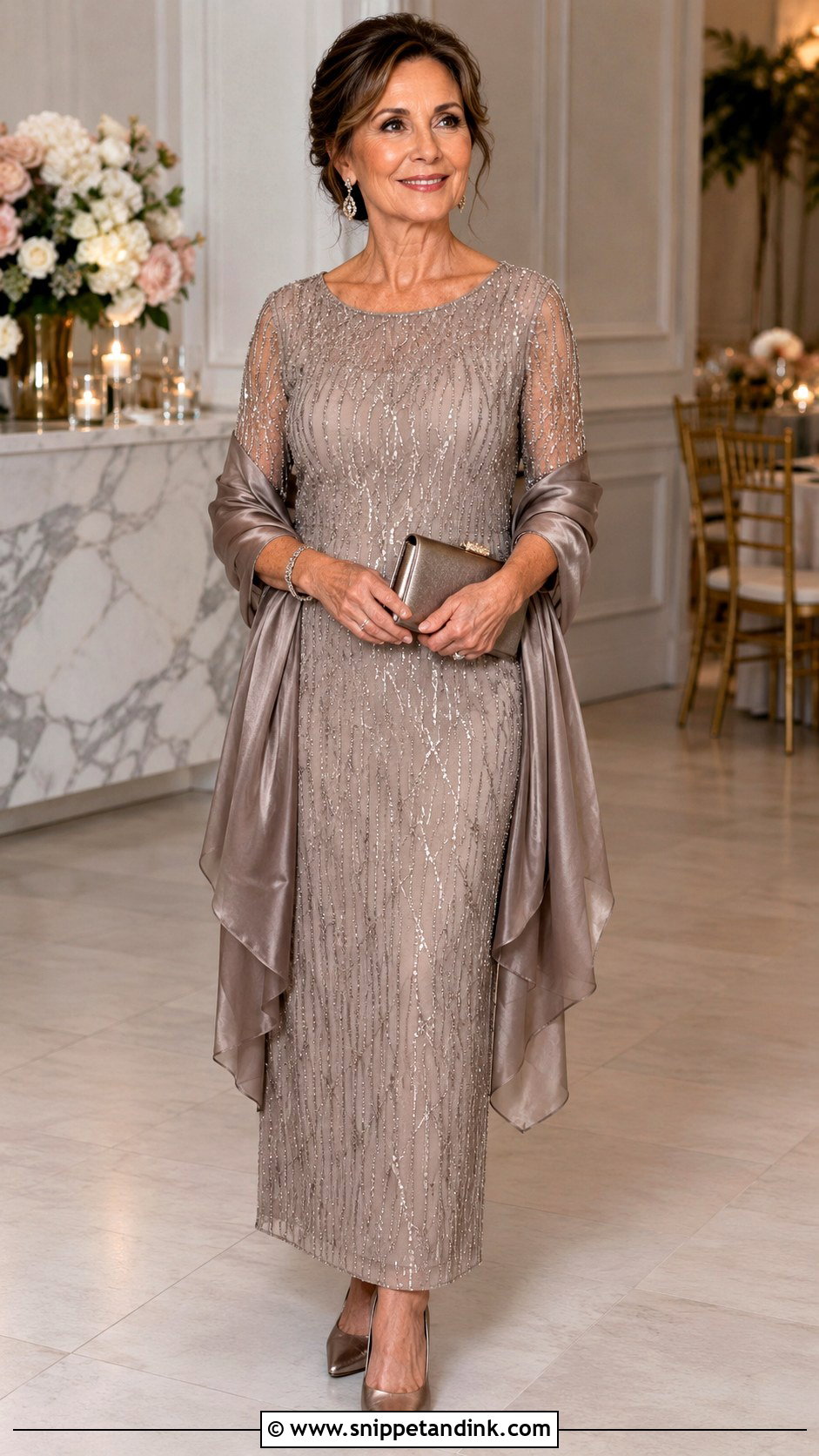 Champagne Beaded Mother of the Bride Dress - Snippet and Ink - 20 Moms Dresses for Weddings
