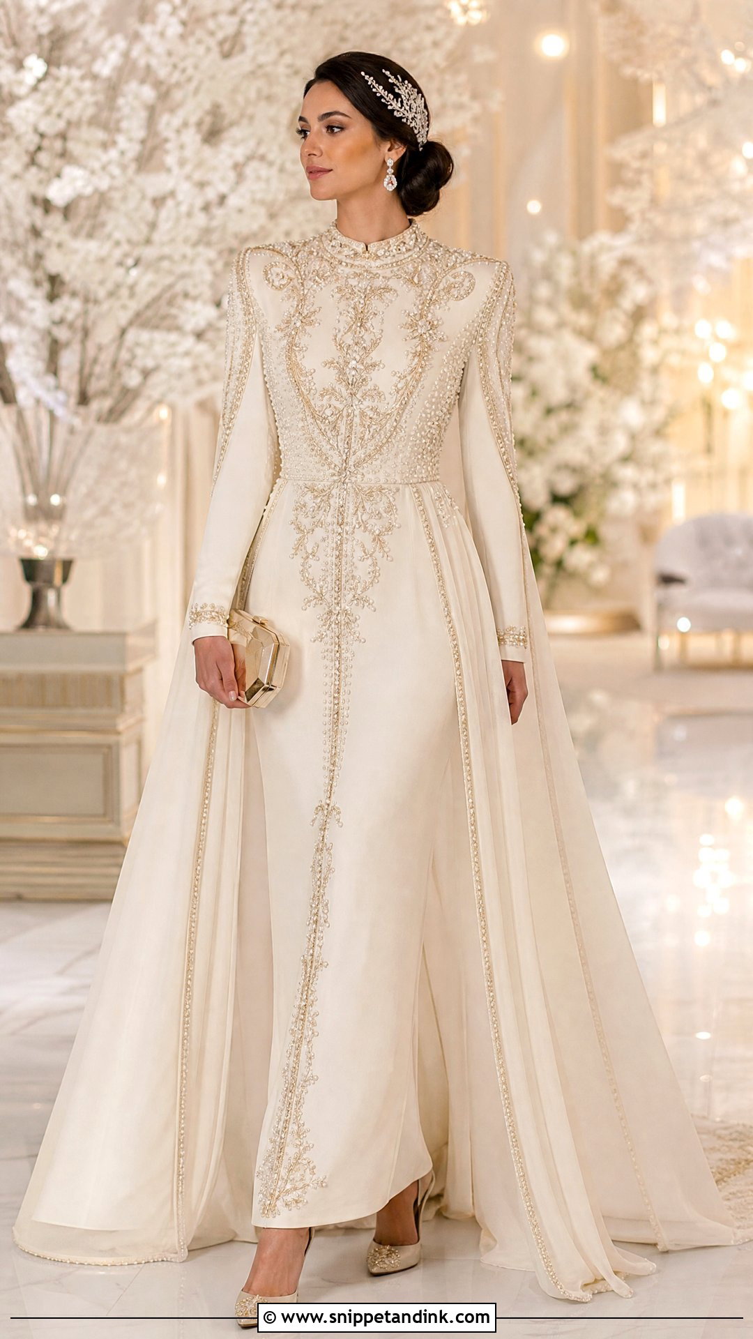 Champagne Beaded Tunisian Wedding Dress - Snippet and Ink - 20 Tunisian Wedding Dress Ideas