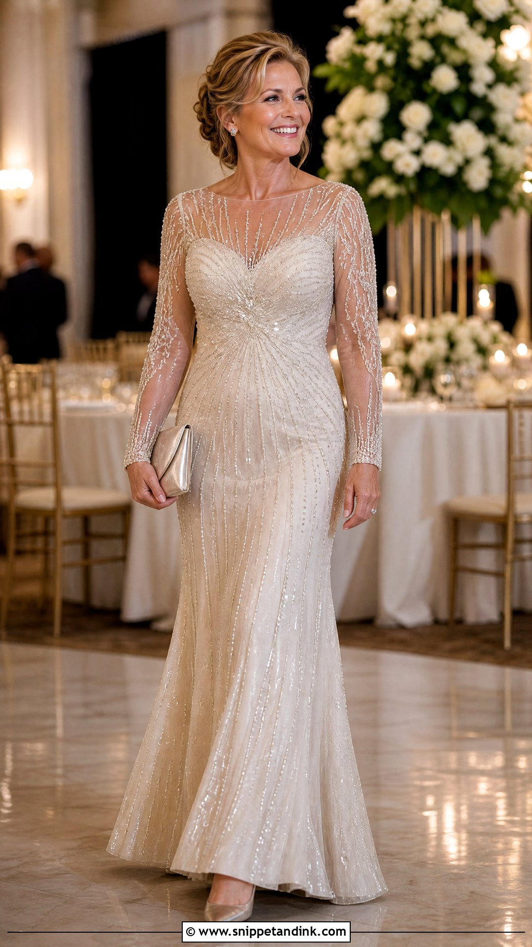 Champagne Beaded Wedding Dress - Snippet and Ink - 20 Older Women Wedding Dresses