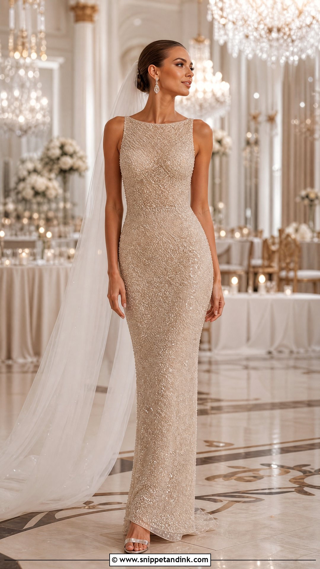 Champagne Beaded Wedding Gown - Snippet and Ink - 25 Champagne Wedding Gown Ideas